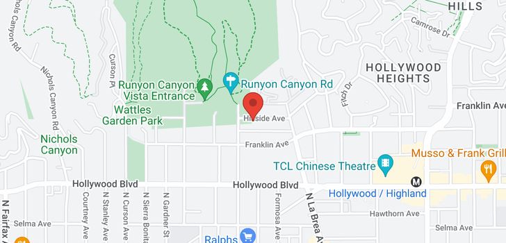 map of 7260 Hillside Los Angeles, CA 90046